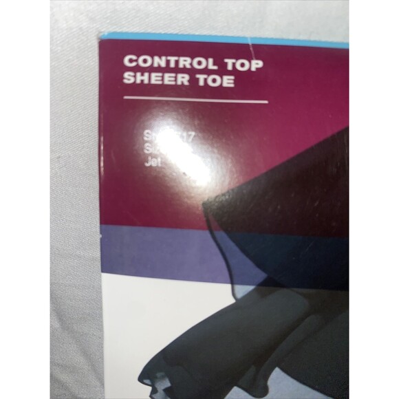 Hanes Silk 717 Reflections Pantyhose Control Top silky Sheer Toe Jet Black C-D - Picture 2 of 8